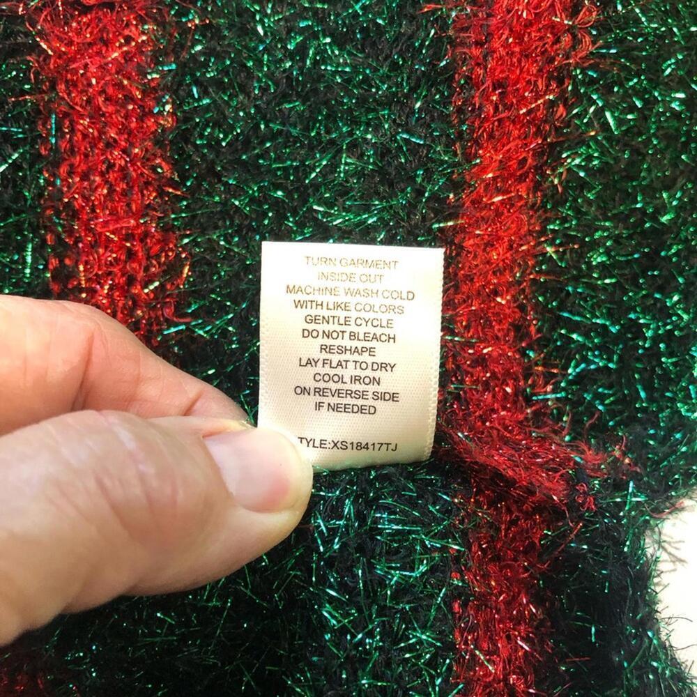 Blizzard Day Christmas Holiday Long Vest Sparkly Metallic Turf Like Texture 🎄 - Picture 9 of 9